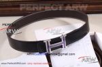 Perfect Replica AAA Hermes Diamonds Purple Buckle Stainless Steel Black Belt